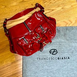 Francesco Biasia Beautiful Red Patent Leather Handbag Purse LIKE NEW